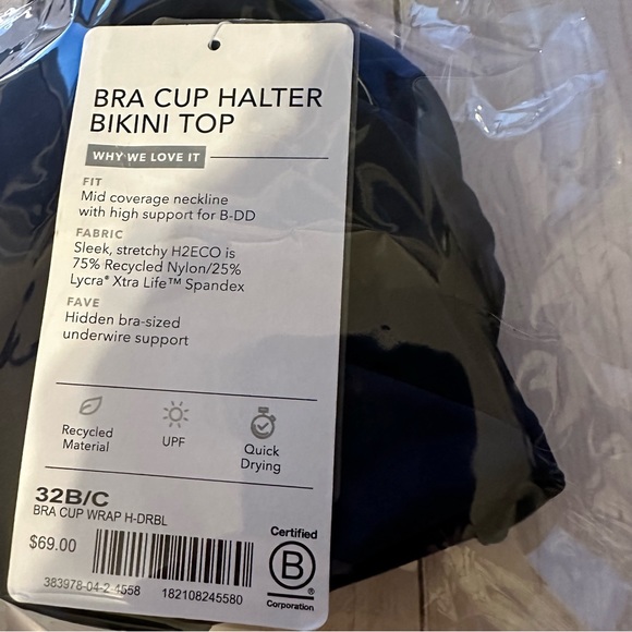 ATHLETA BRA CUP WRAP HALTER BIKINI TOP - Picture 5 of 5